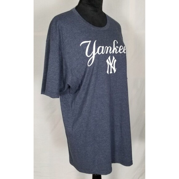 NEW YORK YANKEES Majestic T-shirt Size XL Heather Navy Short Sleeve Mens - Picture 2 of 8